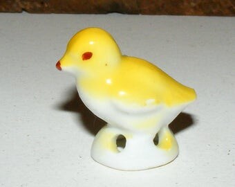 Vintage Tiny Bisque Yellow Chick Figure