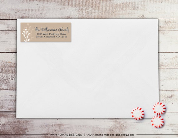 Berry Return Address Label: Personalized Holiday Return Address Label - Sticker - Rectangular Label - Printable Tan Address Label - WH174 Il_570xn