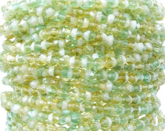 4mm Faceted 3 Tone Coconut Grove Firepolish Czech Glass Beads - Qty 50 (DW27) SE