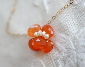 Gold Necklace Orange Viola 14k Gold Filled