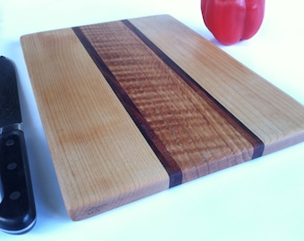 Beautiful RECLAIMED Hardwoods CUTTING BOARD Rock Maple, Black Walnut, Mahogany and Oak