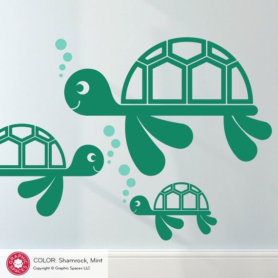 Sea Turtle Wall Decal Stickers for Ocean theme by graphicspaces