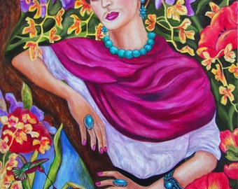 Frida Kahlo Print, Frida Kahlo, Art Poster, Mexican art, Frida kahlo poster, Mexican folk art,