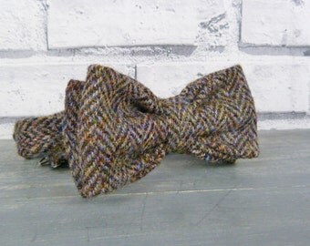Harris Tweed Bow Tie - Multi autumnal colours, herringbone weave