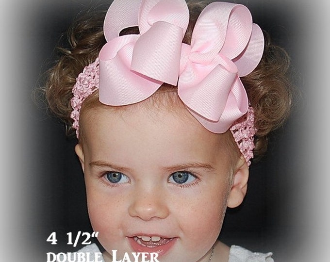 Chocolate Easter Bunny Double Layered Hair Bow Spikey Lush Boutique Princess Big Hairbow Glitter Sparkle Spring Pink Egg