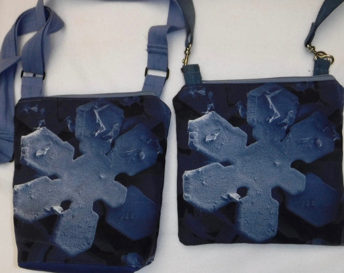 custom SEM snowflake- Cotton-linen Canvas cross body bag/purse hipster Custom Print