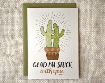 Funny Anniversary Card, Love Card, Roommate Card - Stuck with You