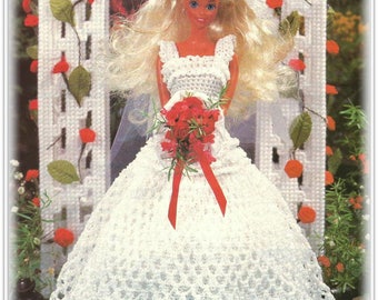 Barbie Clothes, Crochet Bride Dress Pattern - Dress, Overskirt, Hat & Veil Patterns - Instant Download CR846319