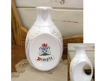 Dimple White Ceramic Decanter - Water Jug - Empty Whiskey Bottle