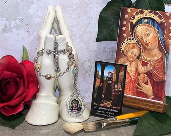 Unbreakable Catholic Chaplet of St. Catherine of Bologna - Patron Saint of Artists - Catholic Gift - Heirloom Chaplet