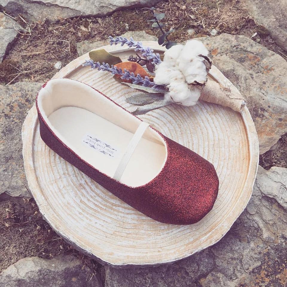 red sparkle baby shoes