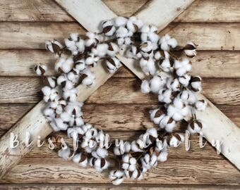 Cotton wreath, cotton ball wreath, Cotton stem wreath, wreath, cotton ball wreath, farmhouse wreath, floral wreath, cotton