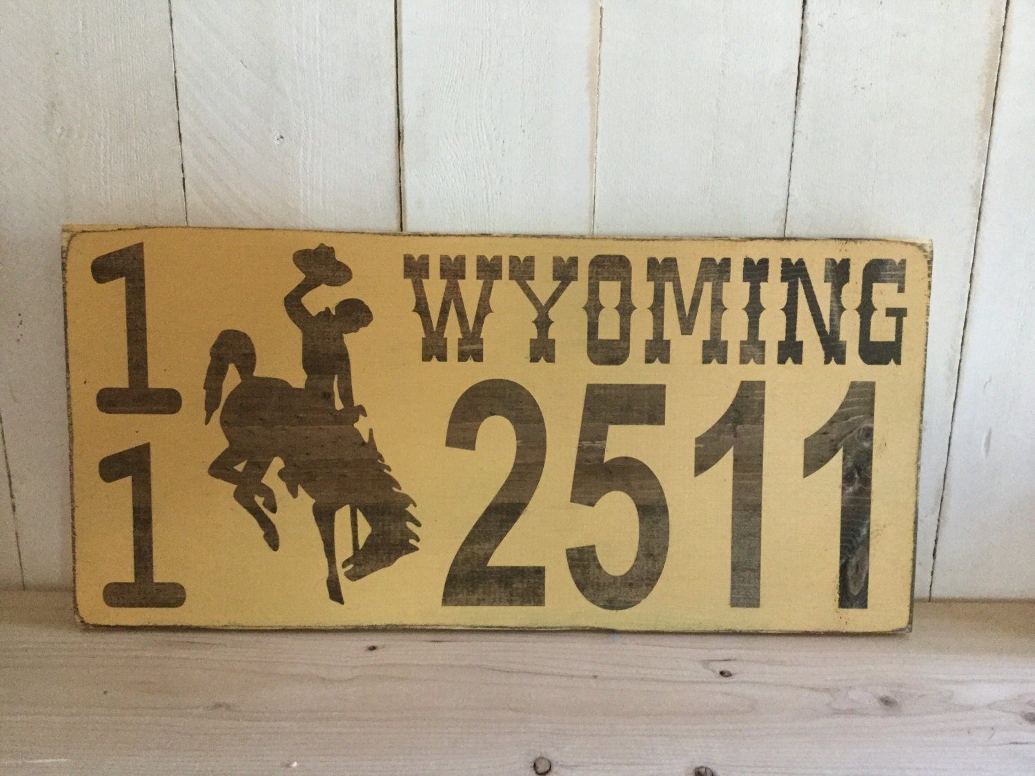 Rustic Wyoming Address Sign Wyoming License Plate Sign Go