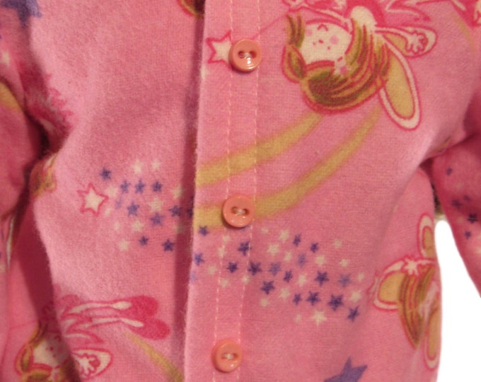 Pink breast cancer ribbon flannel doll pajamas fits 18 inch dolls