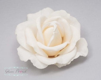 White Garden Rose Hair ivory rose hair clip | etsy White Garden Rose Hair ivory rose hair clip | etsy