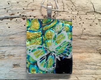 dichroic glass jewelry, butterfly jewelry, fused glass, Dichroic Glass Pendant, Fused Glass Jewelry, Fused Dichroic Necklace, glass jewelry