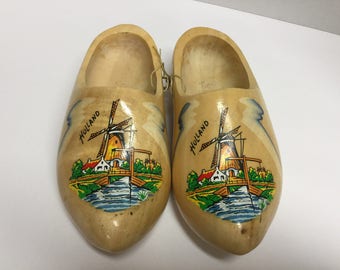 Vintage Wooden Shoes Holland Windmill Wooden Shoes Holland Souvenir