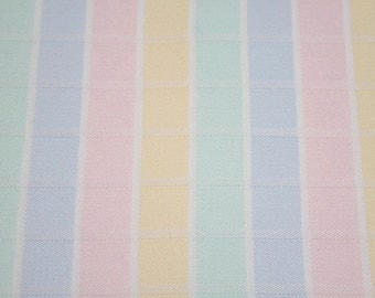 Pastel Stripe Fabric | Vintage European Pastel Rainbow Windowpane Check Cotton Fabric - 39 x 30 Inches