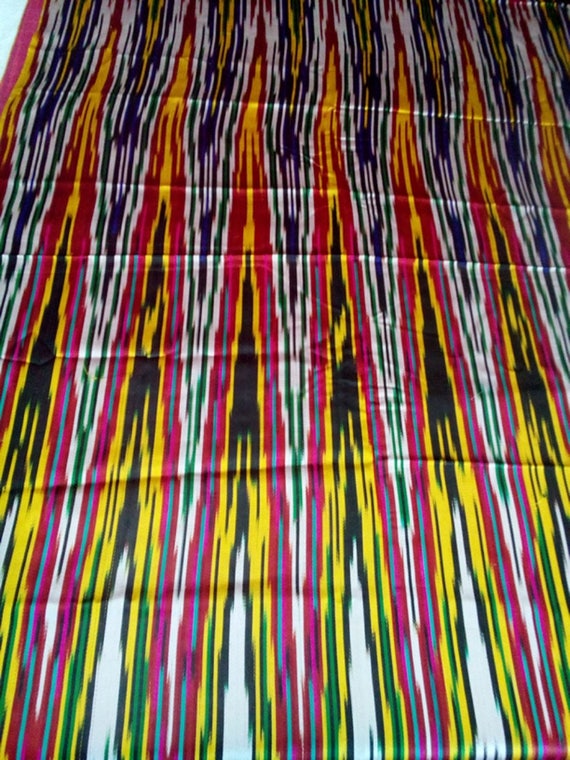 Uzbek vintage silk ikat fabric Han atlas 3 meters VI003 