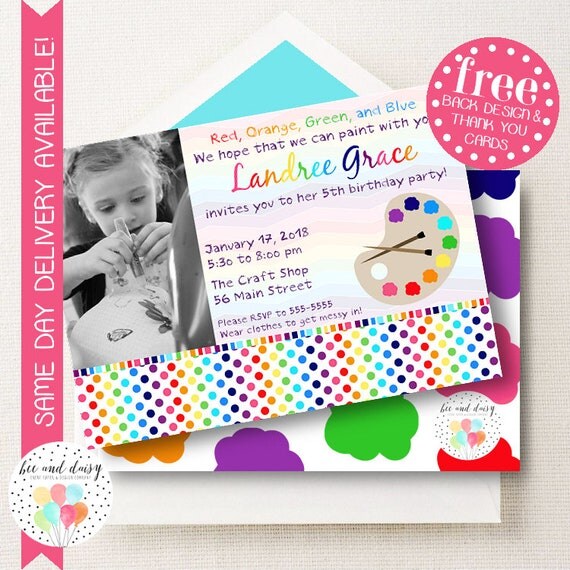 Art Party Invitation, Art Birthday Invitation, Art Party, Girl Birthday, Art Invite, Painting Party Invitation, Printable by BeeAndDaisy Il_570xn