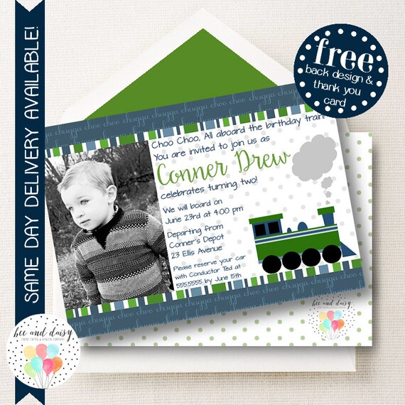 Train Invitation, Train Birthday Invitation, Train Party, Boy First Birthday, Boy Birthday, Train Invite, Printable Train Photo Invite Il_570xn