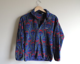 Vintage Patagonia Blue Purple Tribal Aztec Fleece Pullover // Size XS