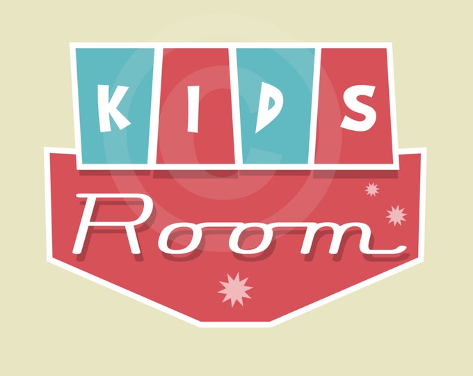 Mid-Century Modern Atomic Kid's Bedroom Sign - Nursery Decor Atomic Art - Boys Bedroom - Girls Bedroom- Children's Gift