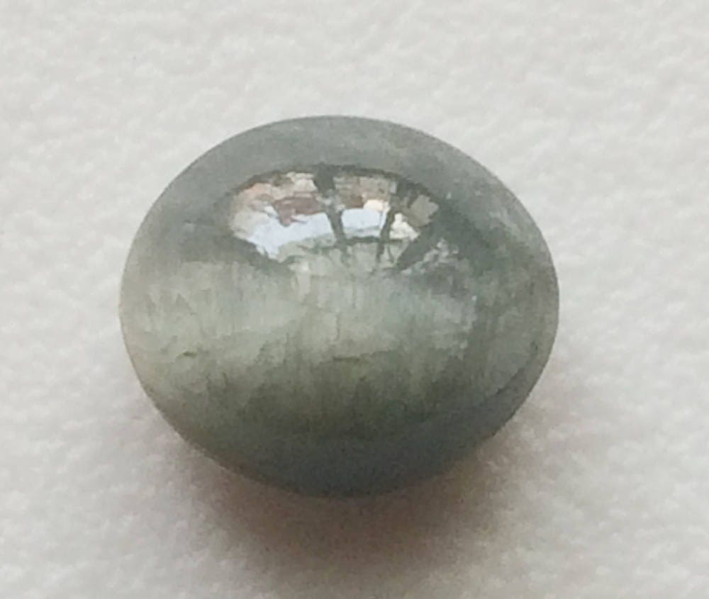 2.56 Cts Grey Cats Eye, Natural Plain Oval Stone, Original Loose Ring