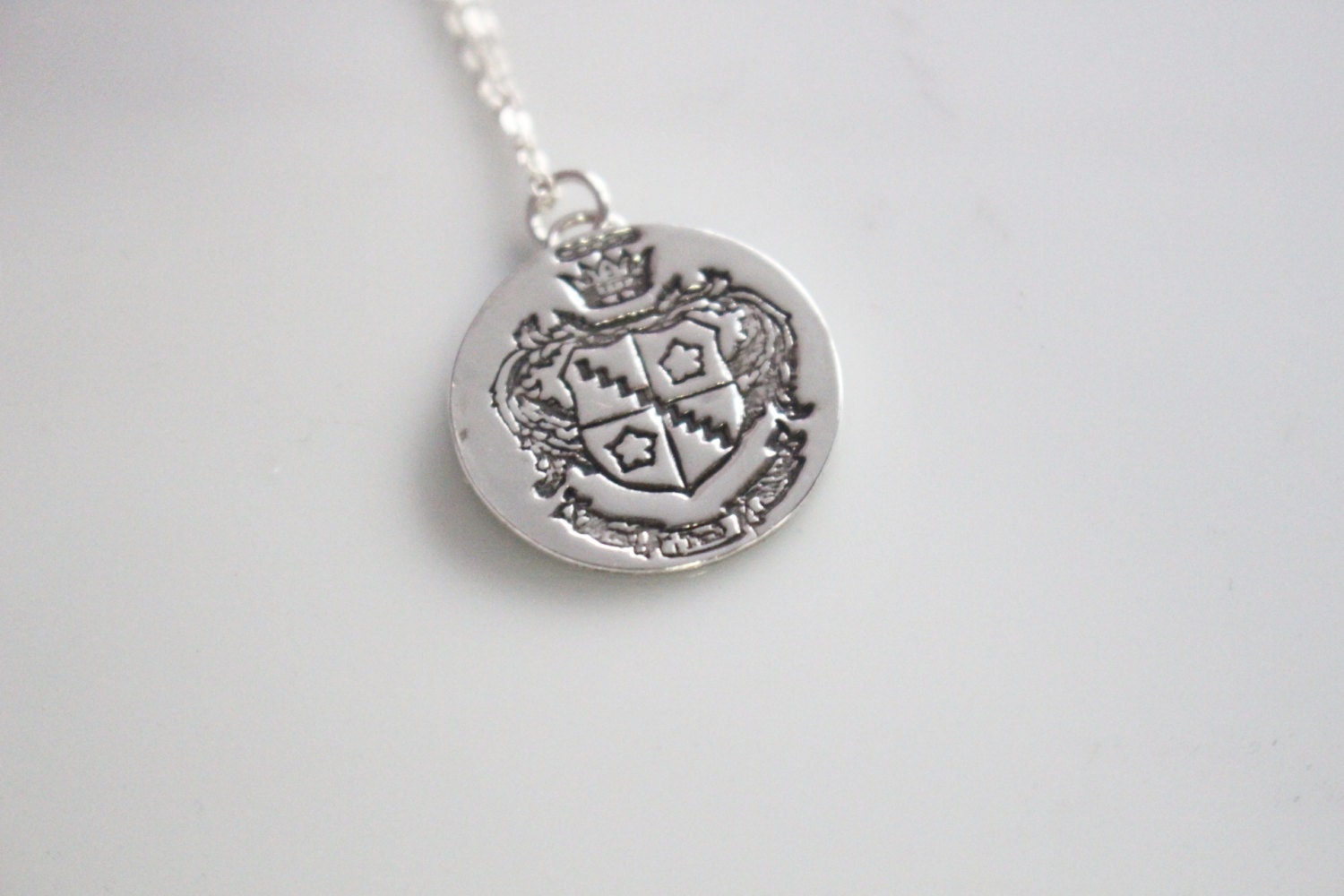 Zeta Tau Alpha Crest Necklace in Silver / ZTA Sorority Jewelry