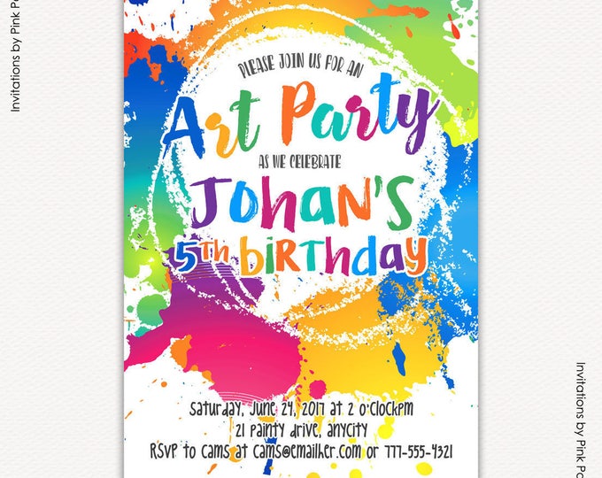 Printable Art Party Invitation, Craft Colorful Painting Party Invitation, DIY Art Party, Printable Birthday Invitation