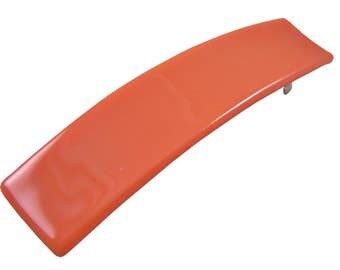 Tiffany Fused Glass Barrette - 3.5" 9cm - Bright Persimmon ORANGE - Slightly Muted Orange