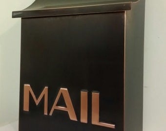 Flush Mount vertical patina Copper Mailbox
