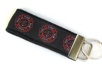 Firefighter Keychain- Firefighter Gift for Him- Firefighter Key Chain Wristlet- Firefighter KEY FOB Wristlet- Key Lanyard- Firefighter Wife