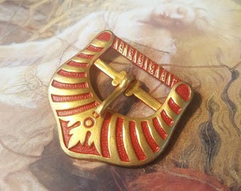 Vintage RARE Art Deco Original Brass Cold Paint Enamel Buckle