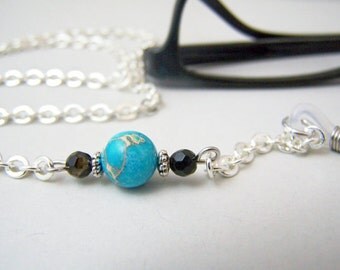 Turquoise Eyeglass Chain, Eyeglasses Necklace, Eyeglass Lanyard, Womens Eye Wear, Chain for Glasses, by Eyewearglamour