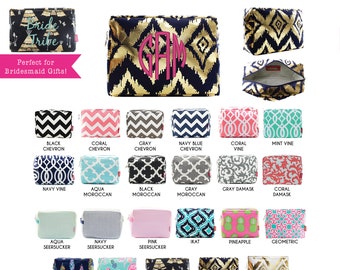 Monogram Cosmetic Bag/makeup bag/pencil case/zipper pouch