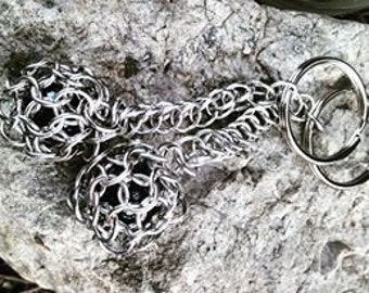Chainmaile Key chains with black marbles