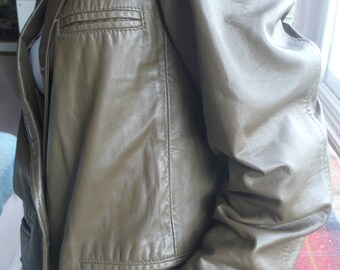 Khaki green buttersoft leather blazer jacket UK 16 US 14