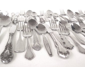 Cottage Chic Stainless Silverware Set Mismatched Flatware Service for 12, 8, 4