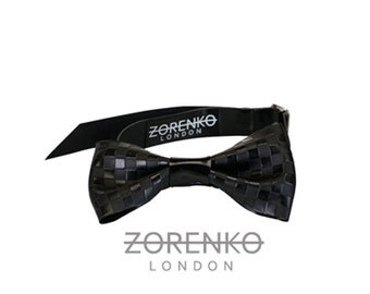 Etched Latex Chequered Men's Bow Tie