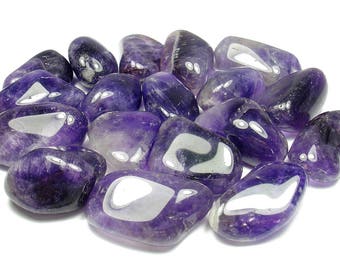 TUMBLED - (2) Medium/Large AMETHYST Crystals with Description Card - Healing Stone Reiki