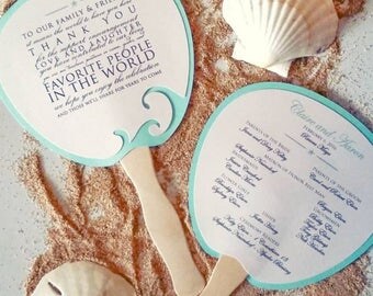 Program Fan, Beach Wedding Program, Destination Wedding, Wedding, Beach wedding, Ocean Wedding, Fan, Program, Wedding, Wedding Thank you