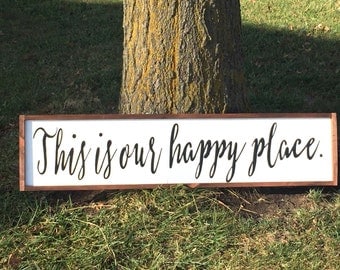 This Is Our Happy Place Sign, Hand Painted Wall Art, Happy Place Sign, This Is Our Happy Place, Happy Place