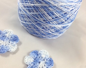 Hand Dyed Size 10 Crochet Cotton - Little Boy Blue - Large Project Size - 150, 200, 250 or 300 Yards