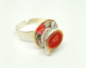 Strawberry Tea Ring. Polymer Clay.
