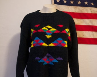 Aztec pattern // black // vibrant // Navajo // Festival // Shozeby Knits top