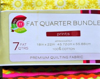 Fat Quarter Bundle - Cotton Quiliting Fabric - Bright Fall Colors - 7 Fat Qtrs