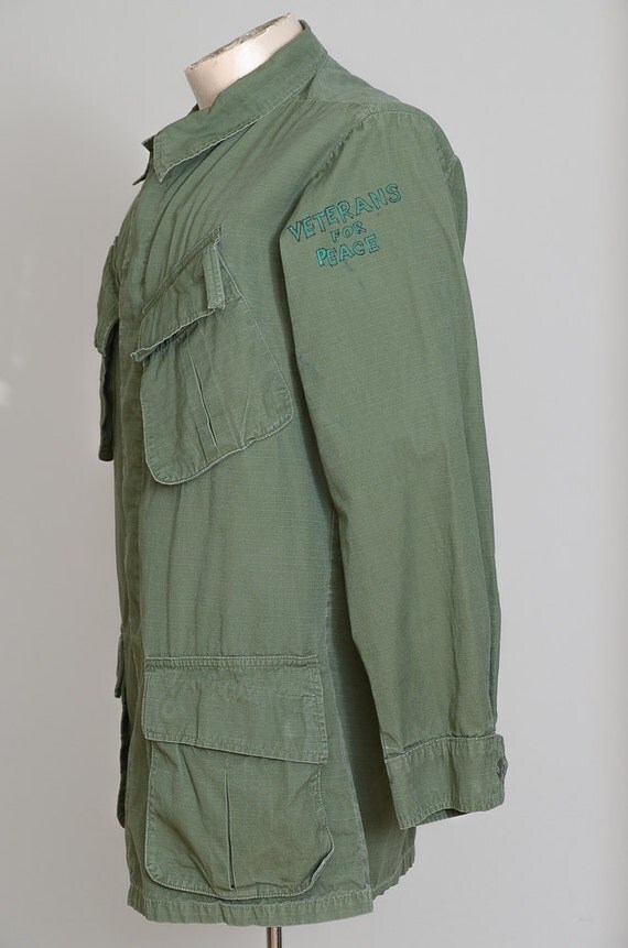 1960s Military Hippie Jacket USMC Vietnam Era Slant Pocket