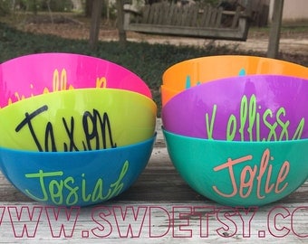 Personalized Party Bowls, Popcorn Bowls, Favor Bowls, Snack Bowl, Party Supplies, Kids Party Favors, Ice Cream Party