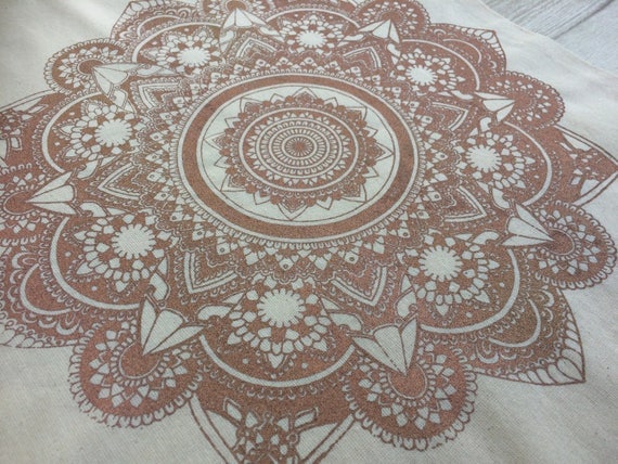 MANDALA TOTE BAG -Metallic -Mandala- Hippie bag- Screen print- Cotton Bag- Hand Printed- Bag for Life- Upcycled Bag- Recycle- Handmade